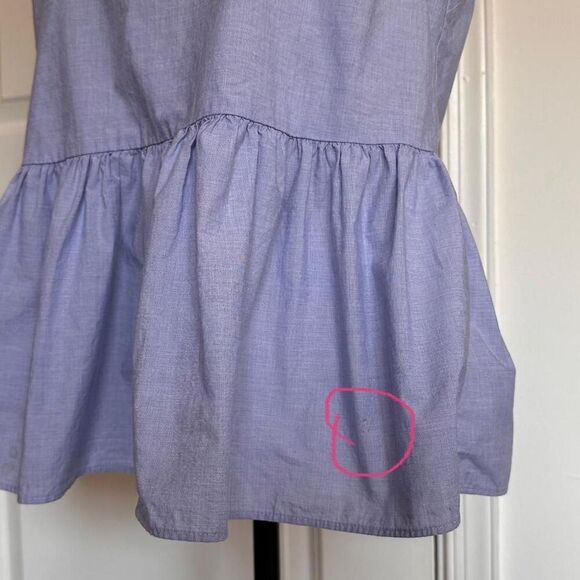 Express Women's Blue Chambray peplum tank top with tie back, L - Picture 4 of 8